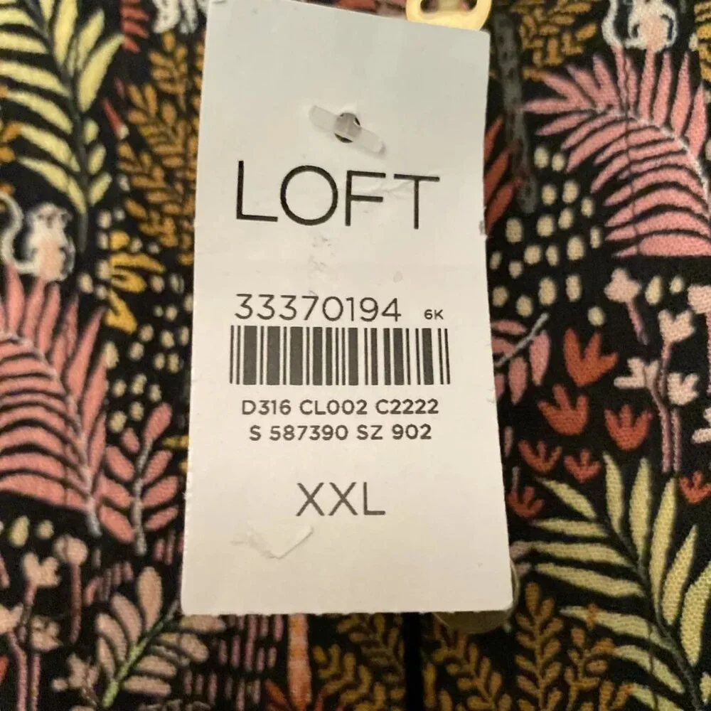 Loft Size XXL Paradise Jungle Print Button Front Side Tie Safari Dress NWT - Picture 5 of 8